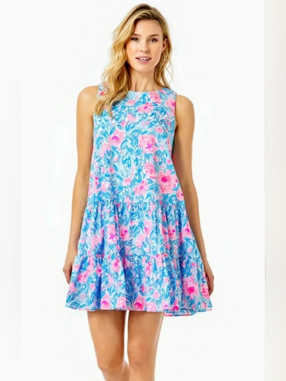 lilly pulitzer trina swing drop waist dress bondi blue my little peony